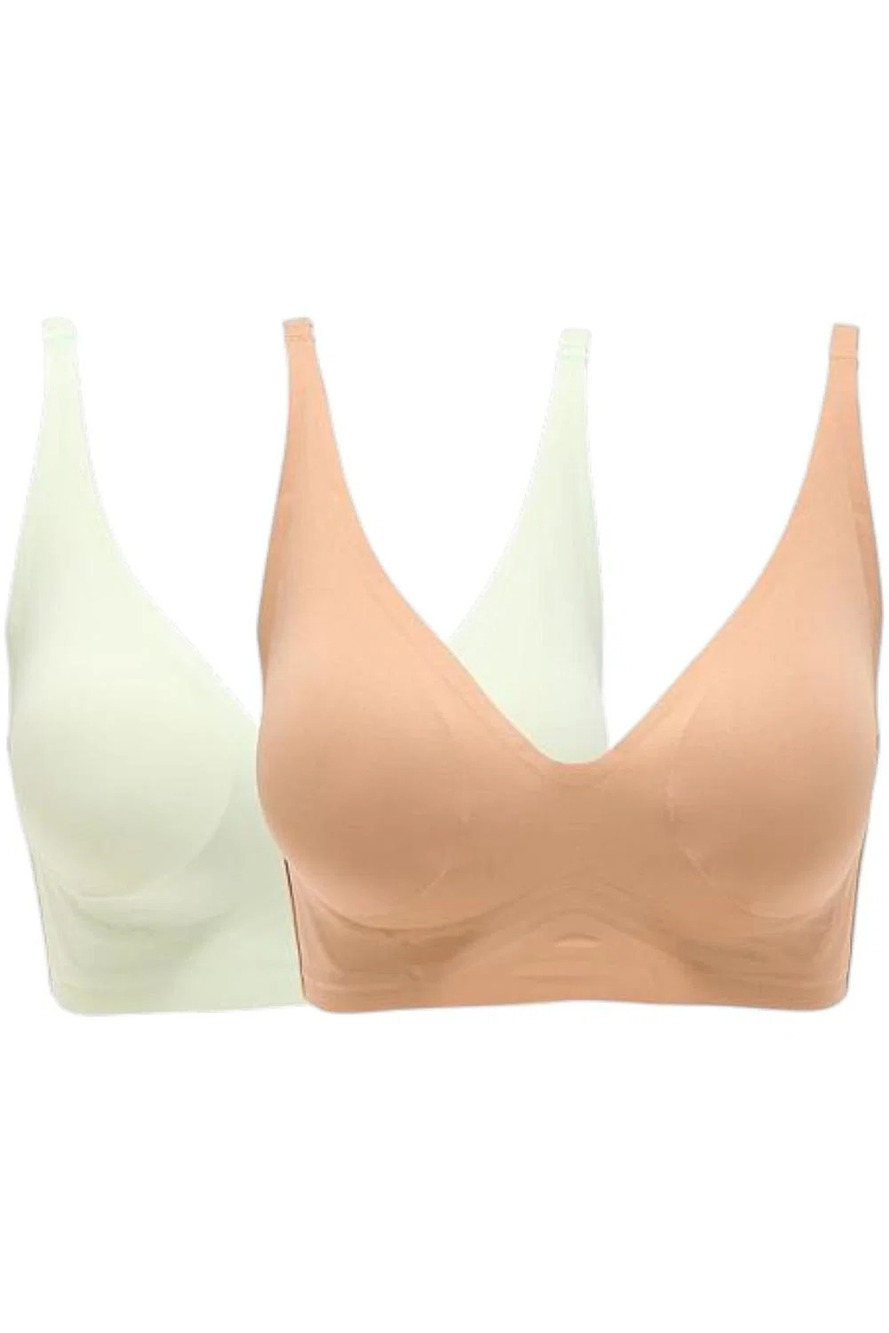 Rhonda Shear Women's 2pk Gel Bra w/o Back Closure Sienna/Light Mocha - Regular